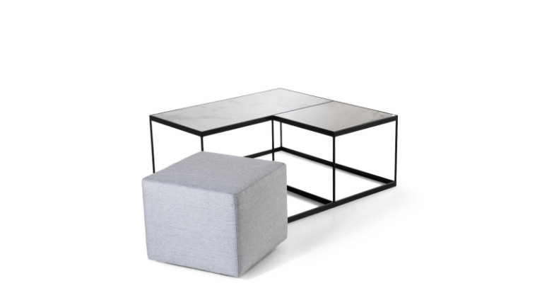 Table basse en céramique BELLAGIO avec son pouf intégré