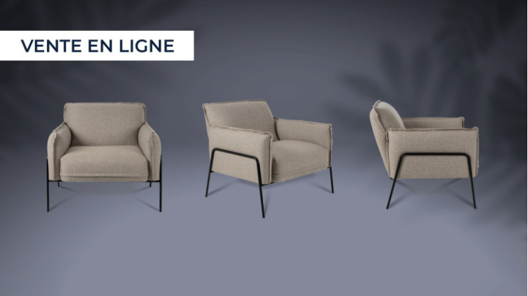 Fauteuil tissu gris chiné...