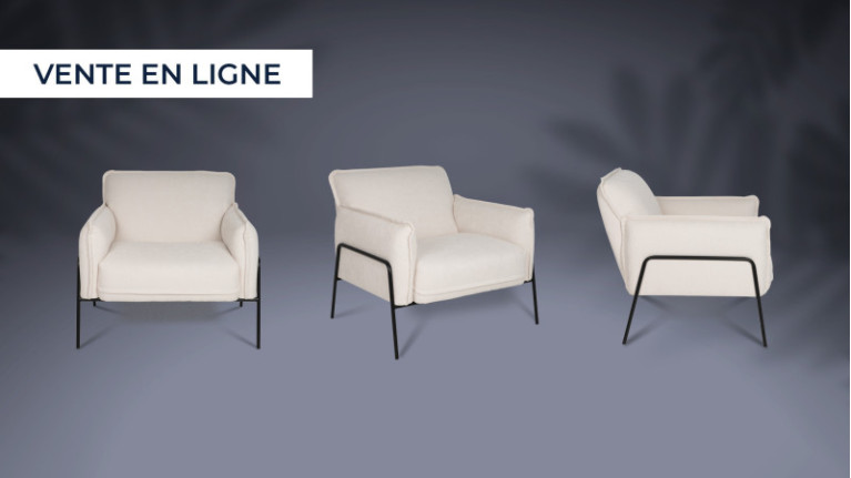 Fauteuil tissu beige GRACE
