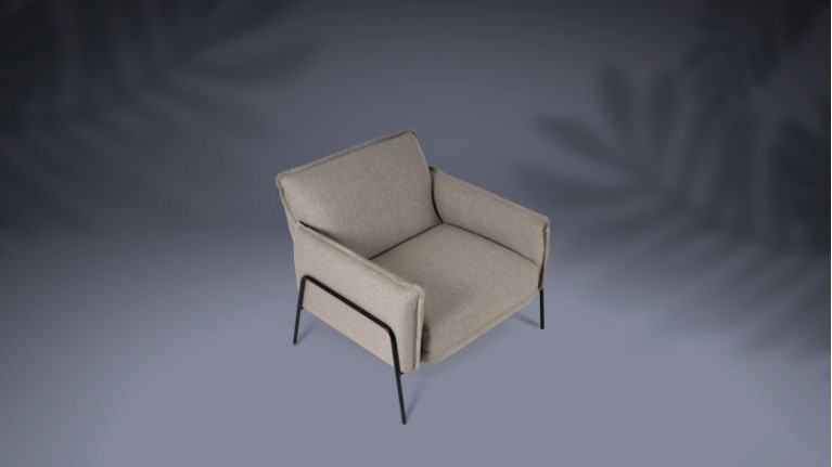 Fauteuil tissu gris chiné...