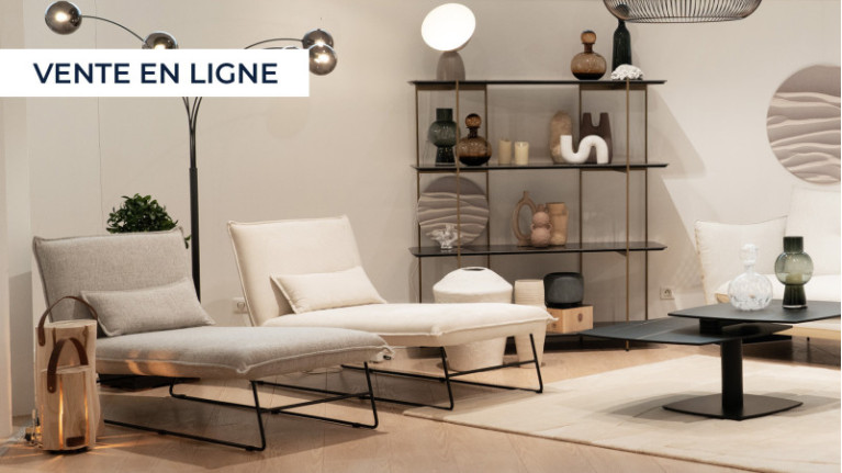 Chaise longue tissu gris...