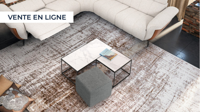 Table basse blanche pouf...