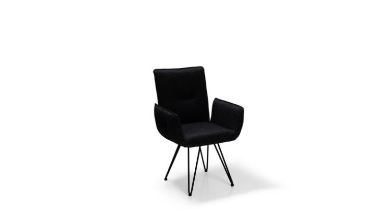 2 Fauteuils pivotants tissu noir MANON