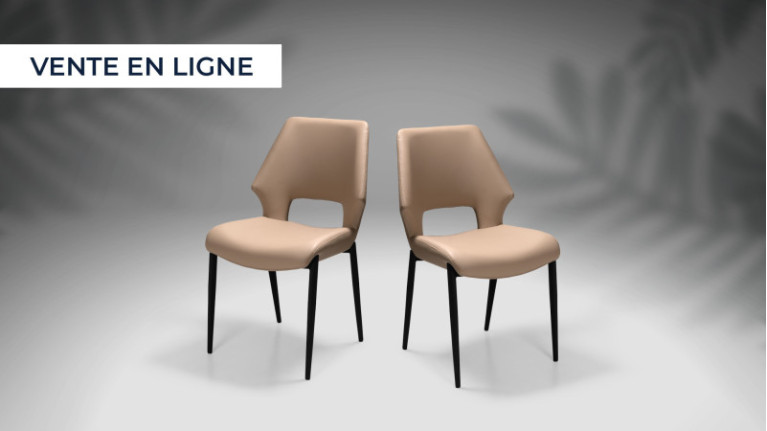 2 Chaises tissu marron...