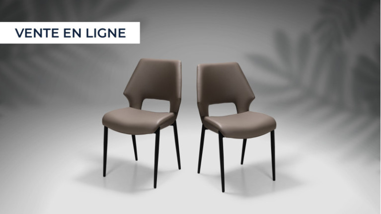 2 Chaises tissu gris clair...
