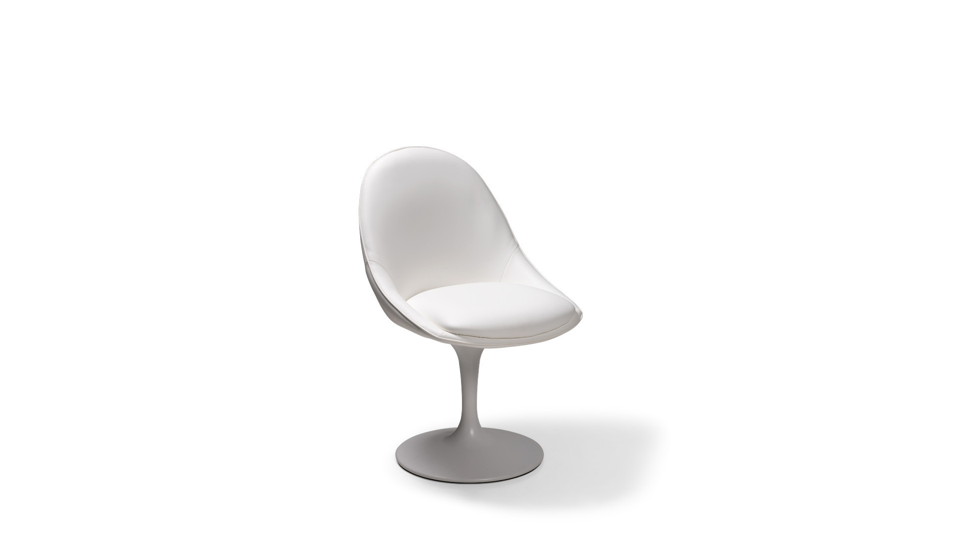 Chaise pivotante blanche SONIA  Pied tulipe et assise rembourrée