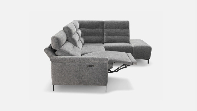 Canapé d'angle relaxation électrique tissu ALBATROS | Confort moelleux