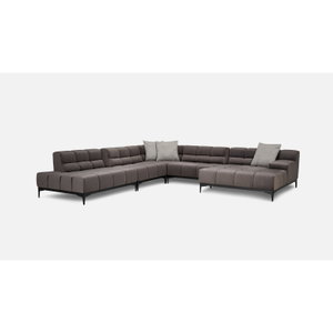 Canapé D'angle Panoramique Convertible Talia En Tissu Anti-tâche - 315x145 Cm, Lit Intégré, Coffre Rangement - Gris