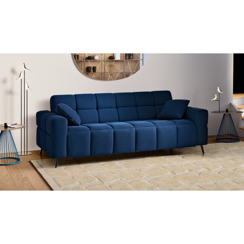 Canapé 3 Places Mobilier De France - Rouge, Tissu Gaufré, Appui-tête Réglable, 2023