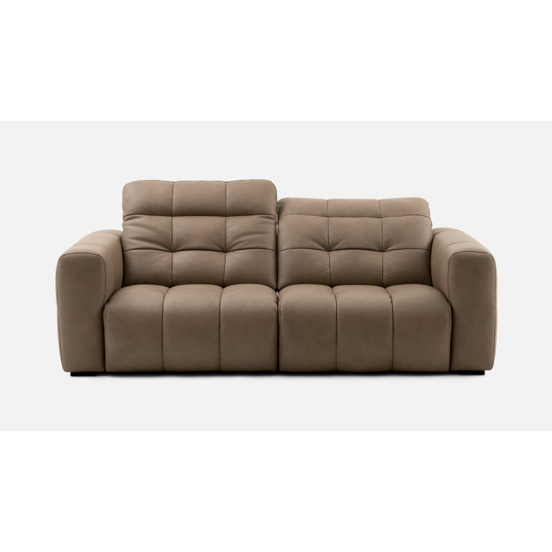 Canapé oxford 2 places en cuir luxe italien vachette, beige - Mobilier