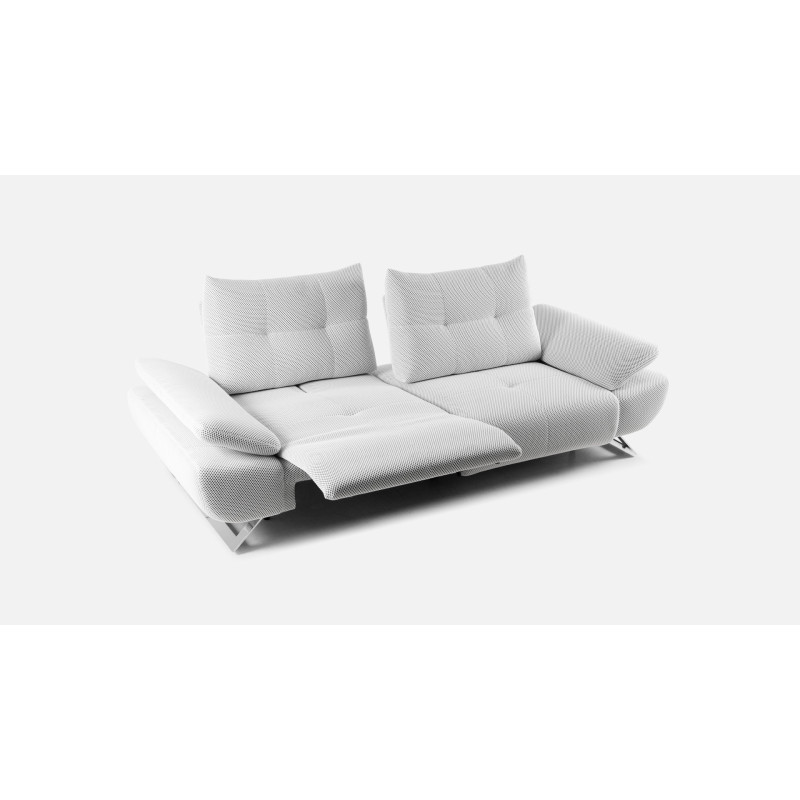 Canapé Cuir Blanc 3 Places Électrique – Château D’Ax – Relaxation Inclinable