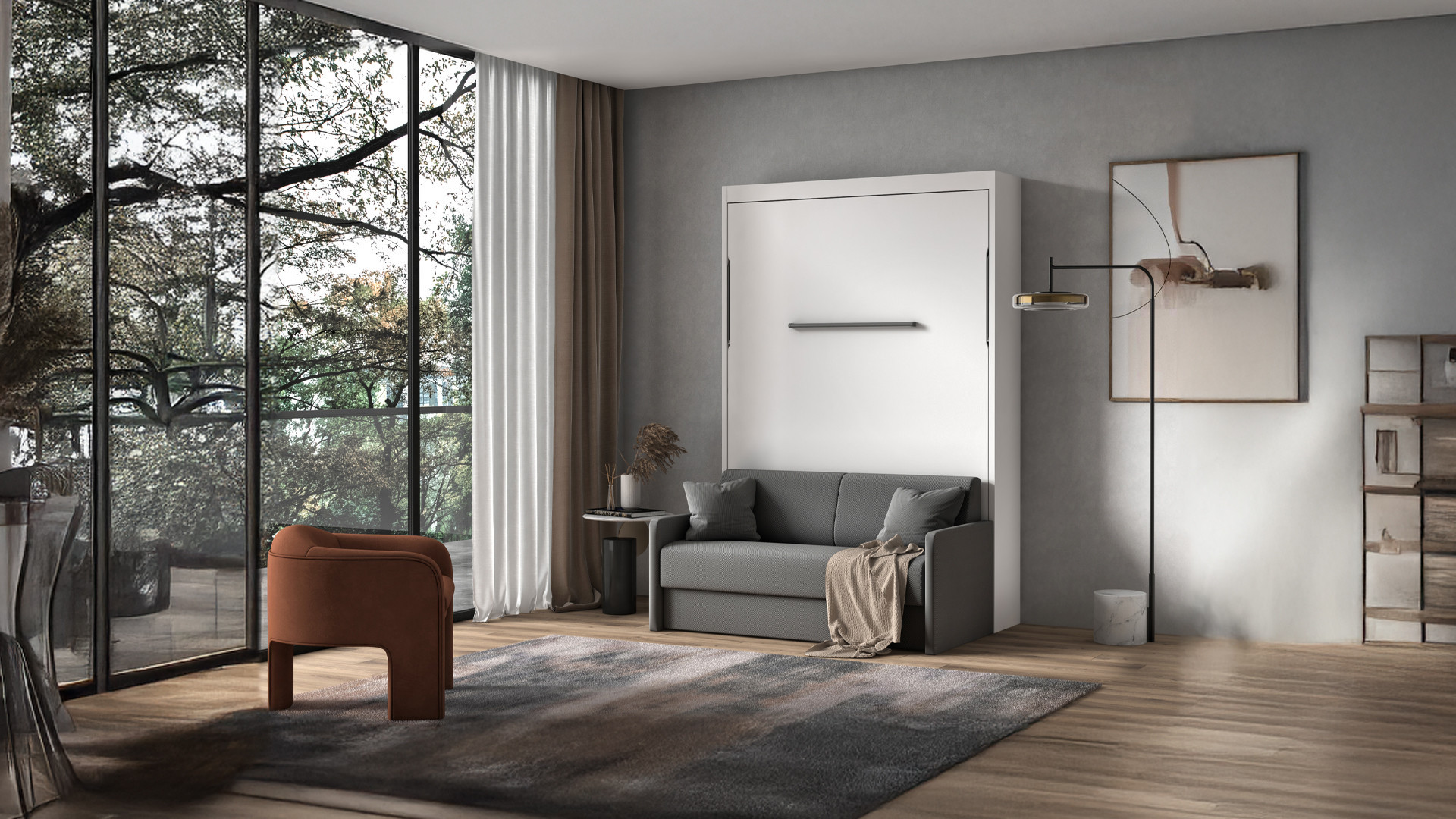 Lit escamotable vertical avec banquette | Un couchage supplémentaire ...