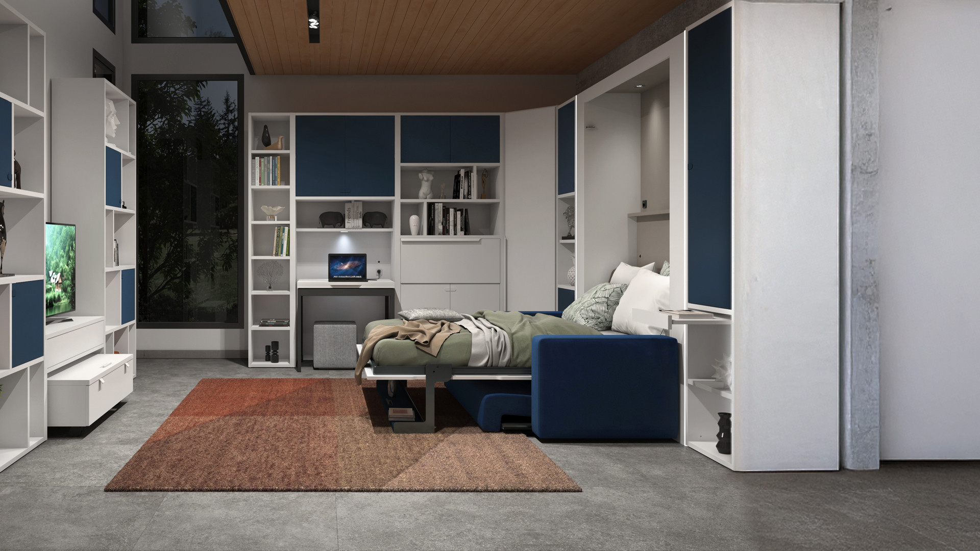 Lit escamotable vertical avec banquette | Un couchage supplémentaire ...