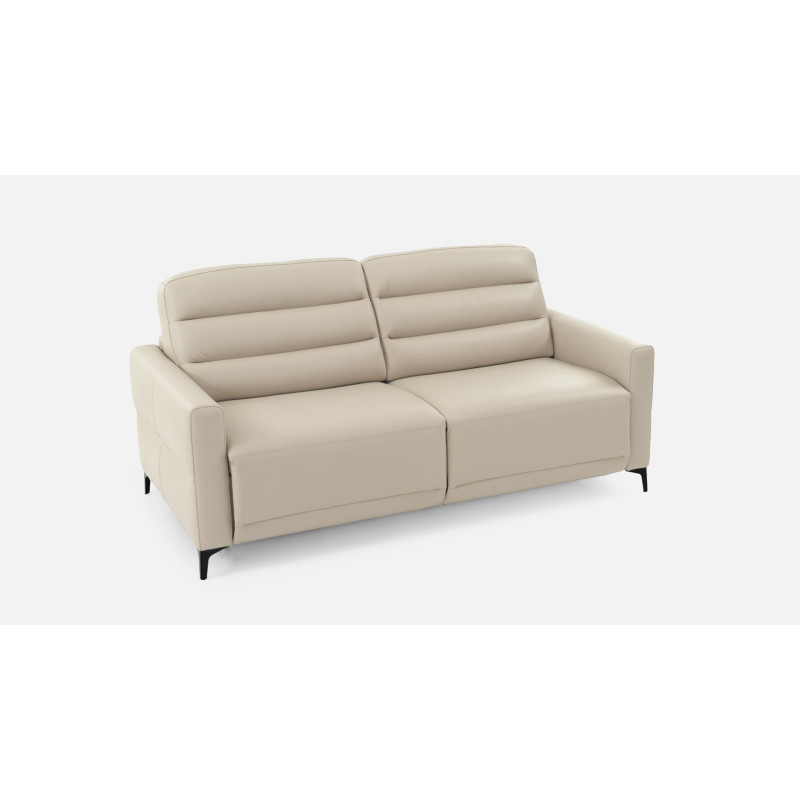 Canapé Cuir Beige – 2/3 Places – 200 Cm – Bon État – Occasion