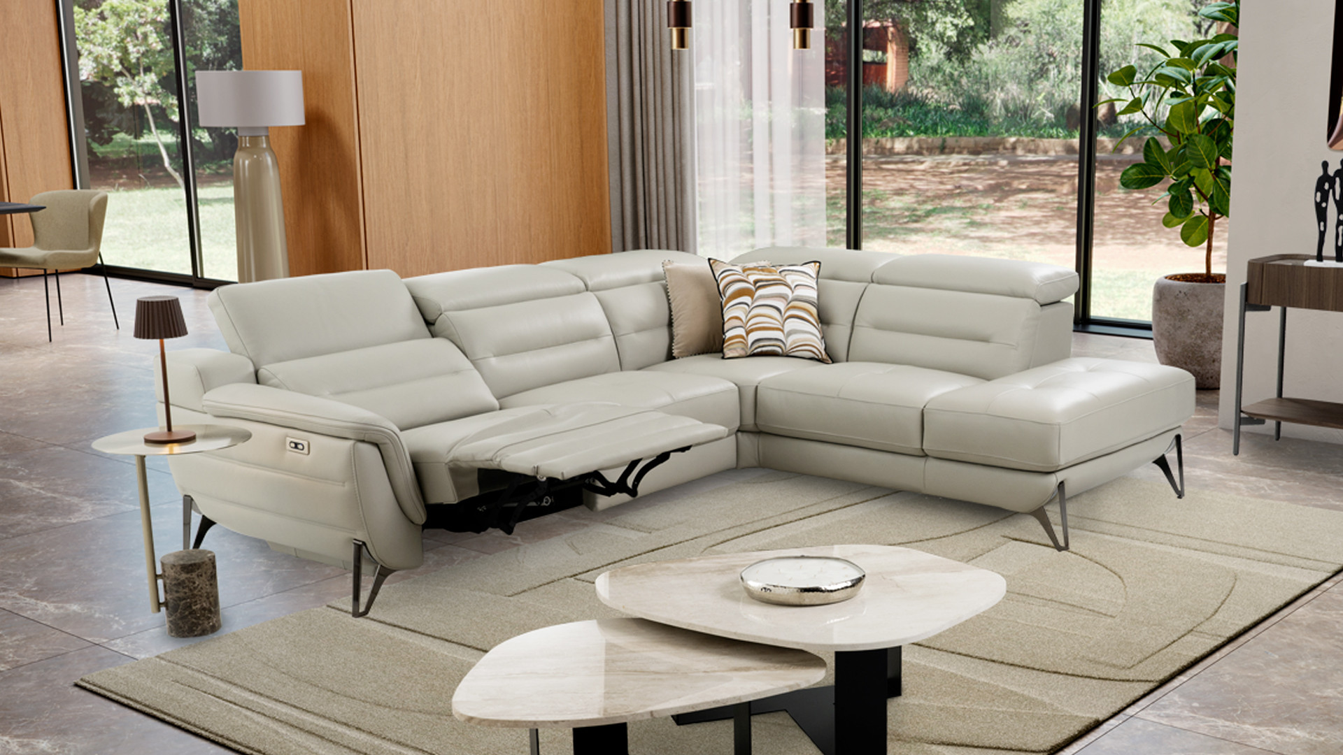 Canapé d'angle méridienne relaxation cuir ZENITH | Relax design