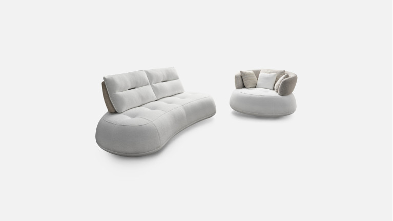 Canapé 3 places tissu COCO | Design modulable avec accoudoir mobile