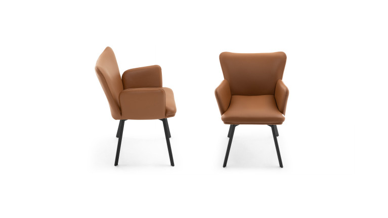 Fauteuil LEON cuir | Élégance contemporaine et piètement en acier