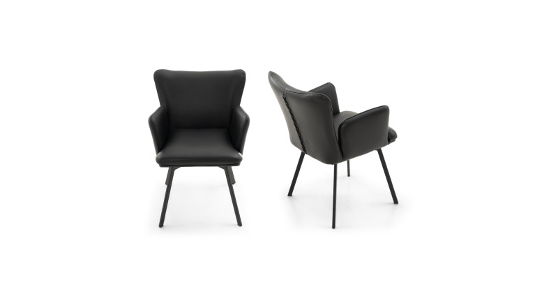 Fauteuil LEON cuir | Élégance contemporaine et piètement en acier