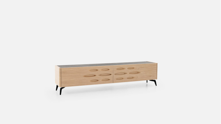 Meuble TV OROS 2 portes abattantes | Design lumineux et contemporain