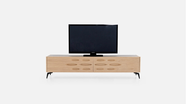 Meuble TV OROS 2 portes abattantes | Design lumineux et contemporain