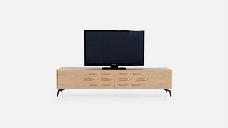 Meuble TV OROS 2 portes abattantes | Design lumineux et contemporain