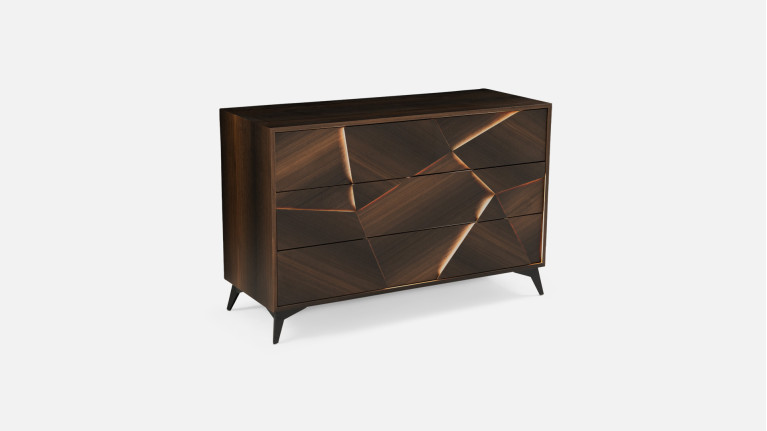 Commode 3 tiroirs eucalyptus fumé ECLIPSE | Design et contemporaine