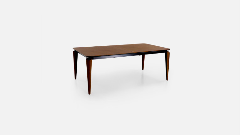 Table extensible COSMOS noyer | Allonge centrale et piètement frêne