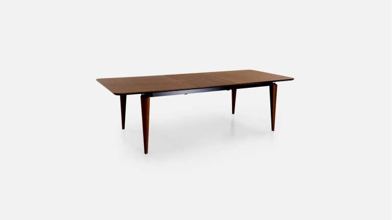 Table extensible COSMOS noyer | Allonge centrale et piètement frêne