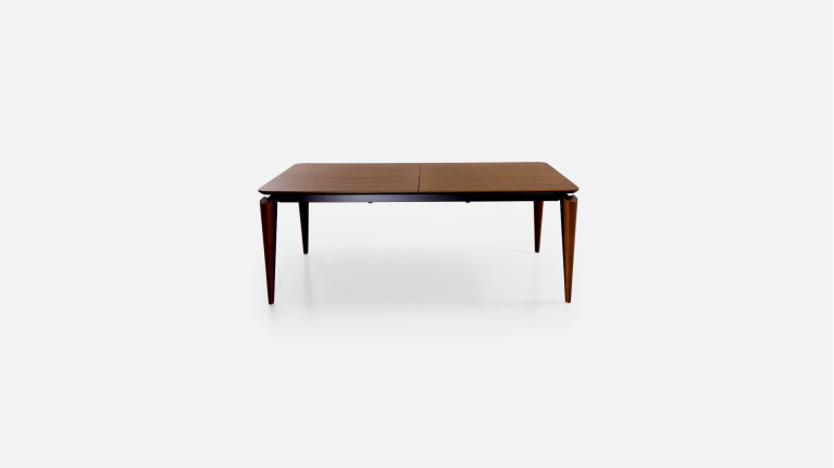Table extensible COSMOS noyer | Allonge centrale et piètement frêne