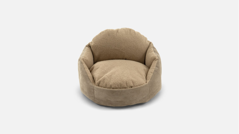 Panier pour chien MICKEY | Nid douillet en tissu bouclette beige