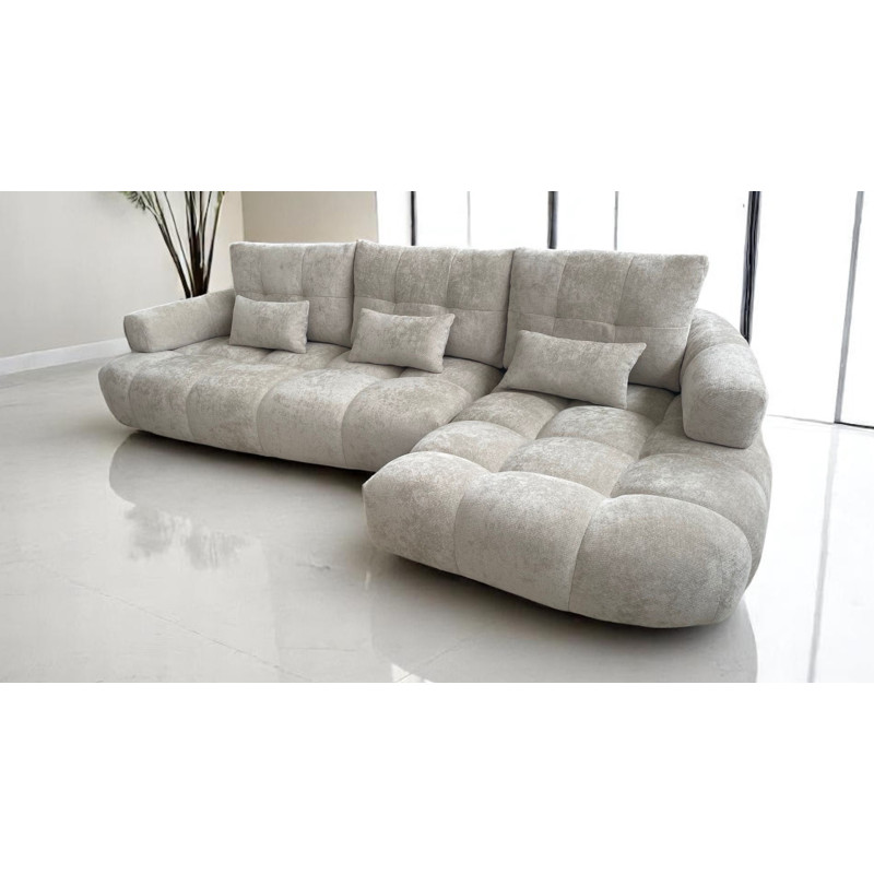 Canapé 4 places en tissu texturé beige/taupe forme haricot