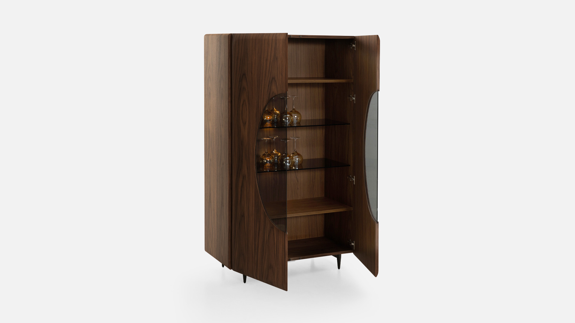 Vitrine 2 portes noyer DOLLY | Éclat discret et raffinement naturel