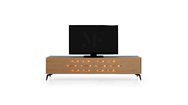 Meuble TV OROS 2 portes abattantes | Design lumineux et contemporain