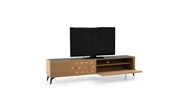 Meuble TV OROS 2 portes abattantes | Design lumineux et contemporain