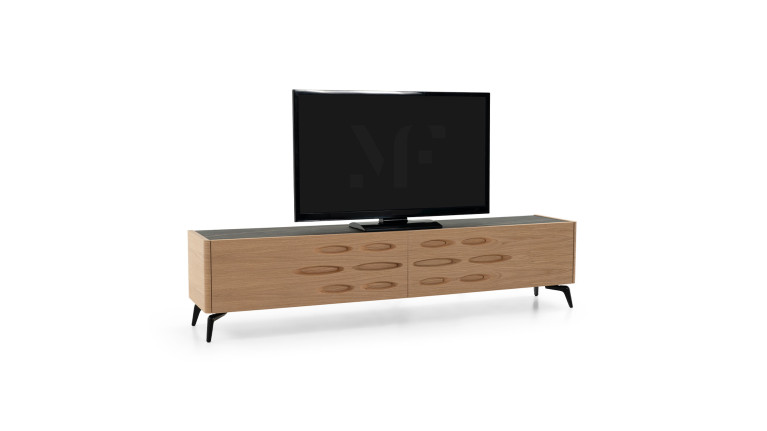 Meuble TV OROS 2 portes abattantes | Design lumineux et contemporain