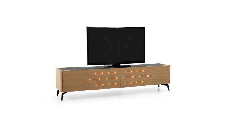 Meuble TV OROS 2 portes abattantes | Design lumineux et contemporain