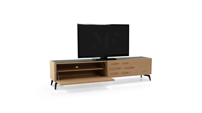 Meuble TV OROS 2 portes abattantes | Design lumineux et contemporain