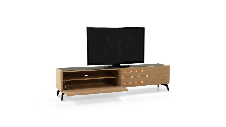 Meuble TV OROS 2 portes abattantes | Design lumineux et contemporain