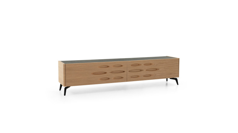 Meuble TV OROS 2 portes abattantes | Design lumineux et contemporain