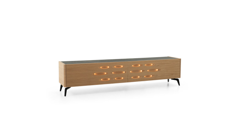 Meuble TV OROS 2 portes abattantes | Design lumineux et contemporain