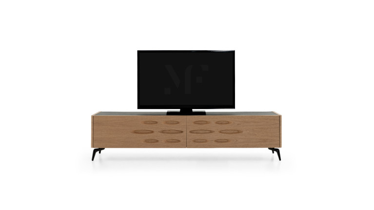 Meuble TV OROS 2 portes abattantes | Design lumineux et contemporain