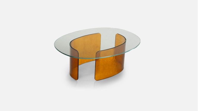 Table basse VIRGOLA | Verre trempé et piètement en verre fusionné