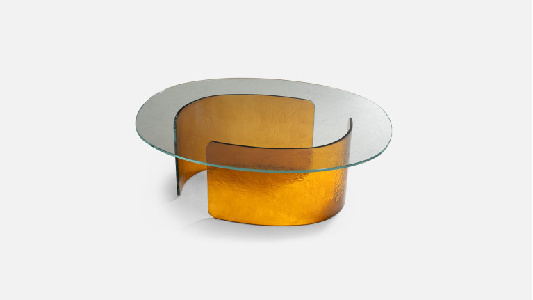 Table basse VIRGOLA | Verre trempé et piètement en verre fusionné