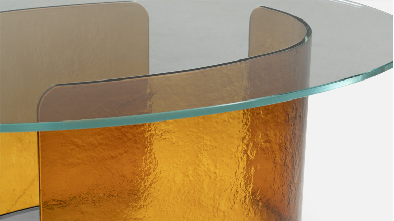 Table basse VIRGOLA | Verre trempé et piètement en verre fusionné