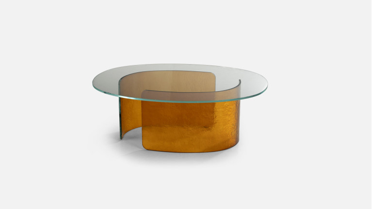 Table basse VIRGOLA | Verre trempé et piètement en verre fusionné