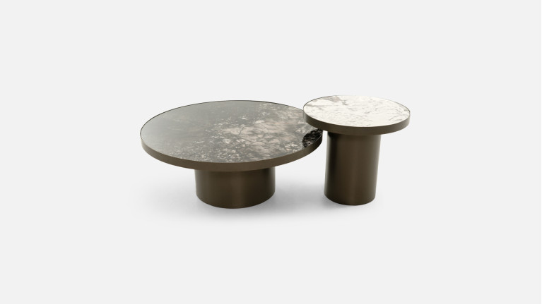 Table basse ALLEGRO | Design rond et plateau minéral élégant