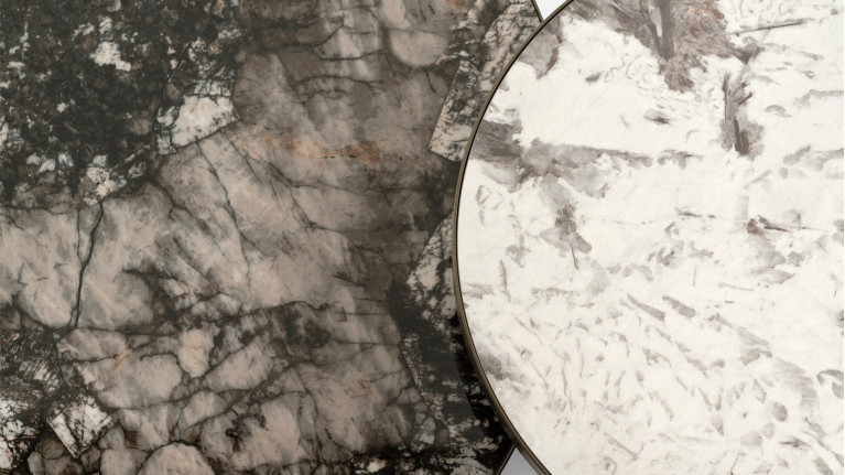 Table basse ALLEGRO | Design rond et plateau minéral élégant