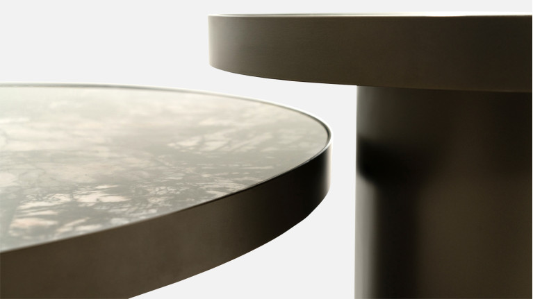 Table basse ALLEGRO | Design rond et plateau minéral élégant