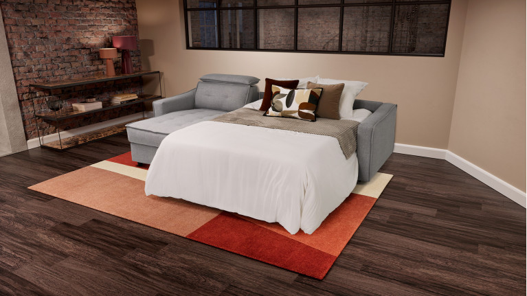 Canapé d'angle convertible tissu EVELYNE | Canapé-lit haut de gamme