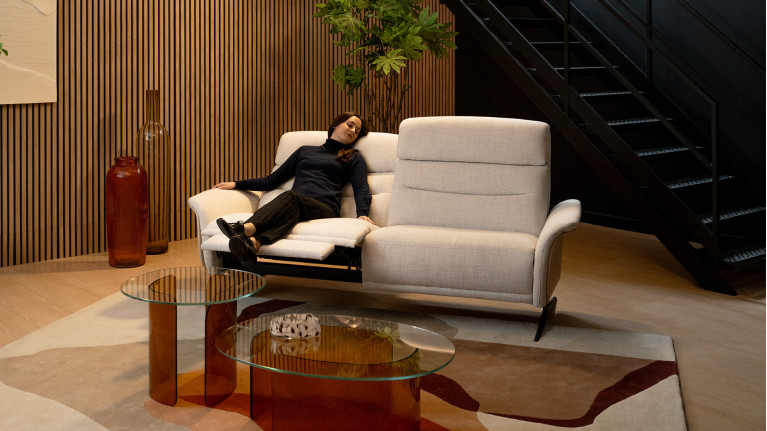 Canapé relaxation manuelle 3 places tissu PEGASUS | Design raffiné